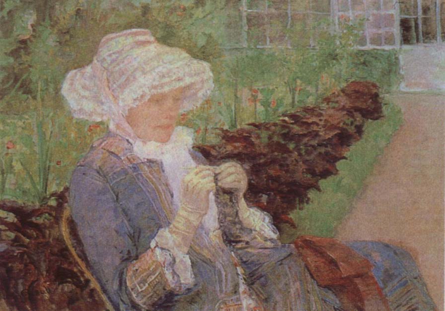 Lydia Crocheting in the Garden at Marly